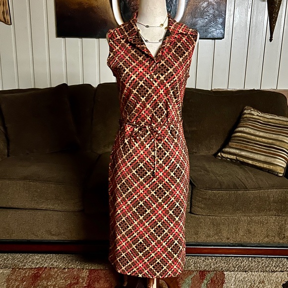 A’ Gaci • Vintage • Large • USA • Brown/Black/Red • Plaid • Sleeveless Dress - Picture 2 of 13